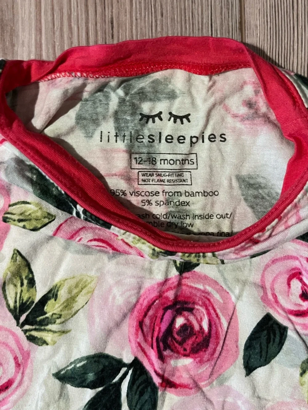 Little Sleepies Red-Pink Rose Floral Pajama Set